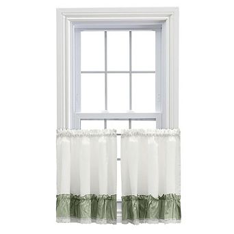 Preparedlyn Ruffled Victorian 1.5" Rod Pocket Window Curtain Tiers Sage