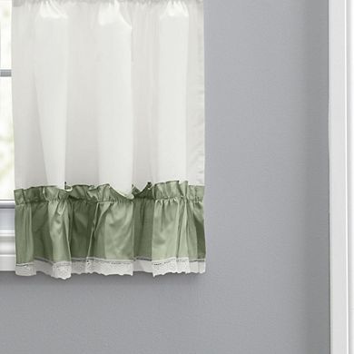 Preparedlyn Ruffled Victorian 1.5" Rod Pocket Window Curtain Tiers Sage