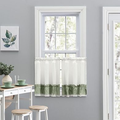 Preparedlyn Ruffled Victorian 1.5" Rod Pocket Window Curtain Tiers Sage