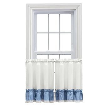 Preparedlyn Ruffled Victorian 1.5" Rod Pocket Window Curtain Tiers Slate