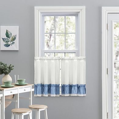 Preparedlyn Ruffled Victorian 1.5" Rod Pocket Window Curtain Tiers Slate