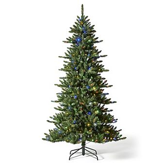 Glitzhome 7.5ft Pre-lit Remote Slim Fir Christmas Tree With 400 Led Lights, 9 Modes