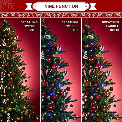 Glitzhome 7.5ft Pre-lit Remote Slim Fir Christmas Tree With 400 Led Lights, 9 Modes
