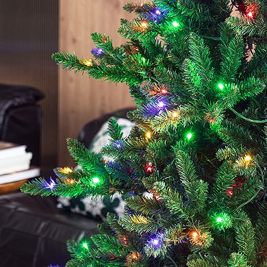 Glitzhome 7.5ft Pre-lit Remote Slim Fir Christmas Tree With 400 Led Lights, 9 Modes