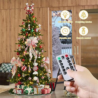 Glitzhome 7.5ft Pre-lit Remote Slim Fir Christmas Tree With 400 Led Lights, 9 Modes