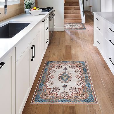 Gertmenian Crystal Print Dainty Medallion Traditional Oriental Multi Runner or Area Rug