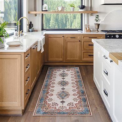 Gertmenian Crystal Print Dainty Medallion Traditional Oriental Multi Runner or Area Rug