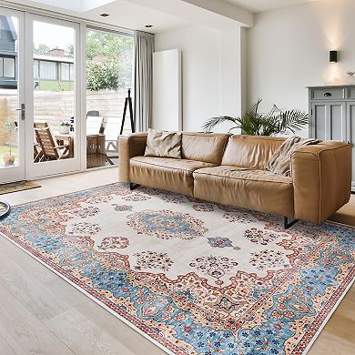 Gertmenian Crystal Print Dainty Medallion Traditional Oriental Multi Runner or Area Rug