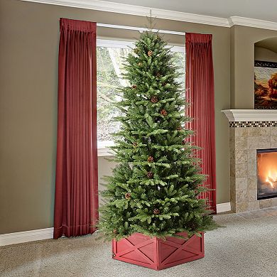 Glitzhome 7ft Pre-lit Green Fir Artificial Christmas Tree, 9 Functional Decorative Christmas Tree