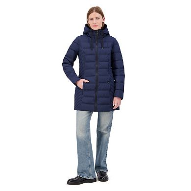 Women's Nautica Stretch Puffer Jacket with Faux Fur Lined Hood