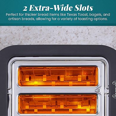 Elite Cuisine Stainless Steel 2-Slice LCD Toaster with Bagel Function