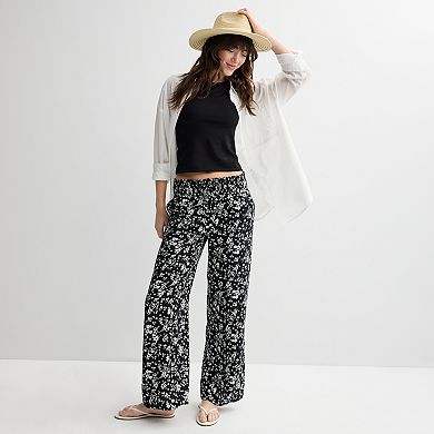 Juniors' SO® High-Rise Smocked Wide Leg Pants
