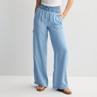 Juniors' SO® High-Rise Smocked Wide Leg Pants