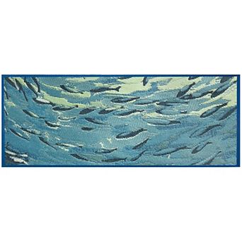 Liora Manne Esencia Fish To Go Blue Indoor/Outdoor Area Rug Mat