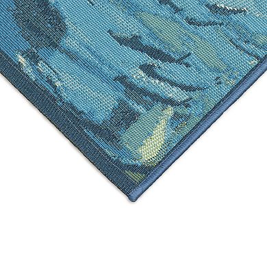 Liora Manne Esencia Fish To Go Blue Indoor/Outdoor Area Rug Mat