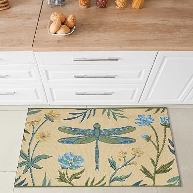Liora Manne Esencia Floral Dragonfly Indoor/Outdoor Area Rug Mat