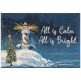 Liora Manne Esencia All Is Calm Indoor/Outdoor Holiday Lighthouse Doormat