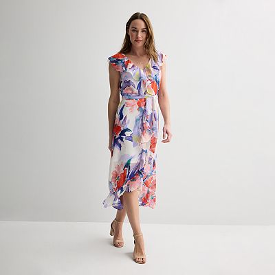 knee length dresses for ladies Sleeveless Asymmetric Ruffle Wrap Midi Dress