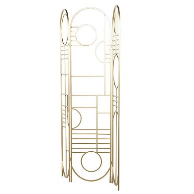 Stella & Eve Gold Metal Hinged Foldable Arched Partition 3 Panel Geometric Room Divider Screen