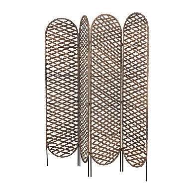 Stella & Eve Copper Metal Geometric Handmade Foldable Freestanding Woven Partition Room Divider Screen