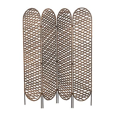 Stella & Eve Copper Metal Geometric Handmade Foldable Freestanding Woven Partition Room Divider Screen