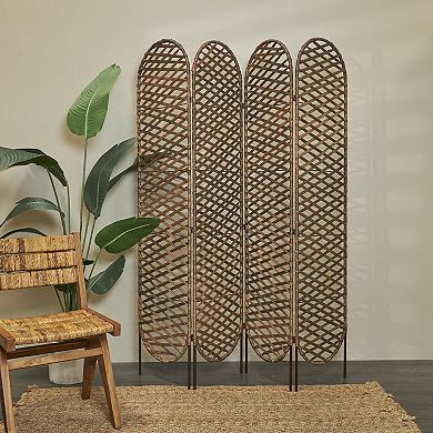 Stella & Eve Copper Metal Geometric Handmade Foldable Freestanding Woven Partition Room Divider Screen