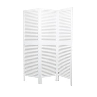 Stella & Eve White Wooden Hinged Foldable Partition 3 Panel Partition Room Divider Screen