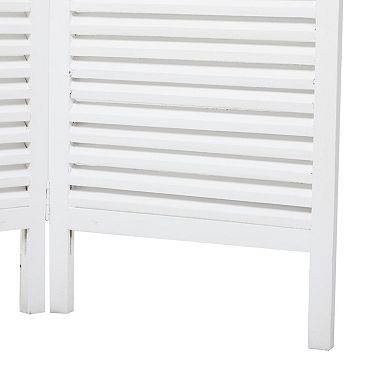 Stella & Eve White Wooden Hinged Foldable Partition 3 Panel Partition Room Divider Screen