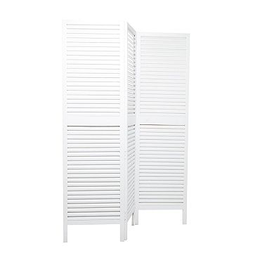 Stella & Eve White Wooden Hinged Foldable Partition 3 Panel Partition Room Divider Screen