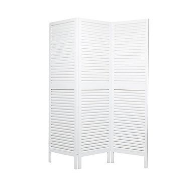 Stella & Eve White Wooden Hinged Foldable Partition 3 Panel Partition Room Divider Screen