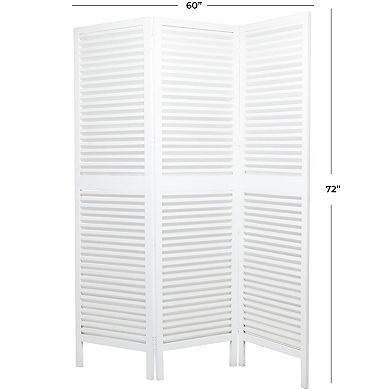 Stella & Eve White Wooden Hinged Foldable Partition 3 Panel Partition Room Divider Screen