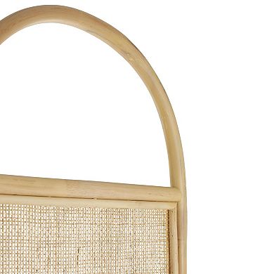 Stella & Eve Light Brown Rattan Geometric Woven Arched Oval 3 Panel Room Divider Screen