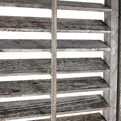 Stella & Eve Gray Wood Distressed Shutter Top 3 Panel Room Divider Screen