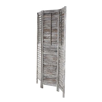 Stella & Eve Gray Wood Distressed Shutter Top 3 Panel Room Divider Screen