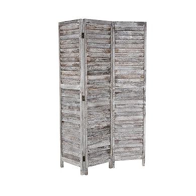 Stella & Eve Gray Wood Distressed Shutter Top 3 Panel Room Divider Screen