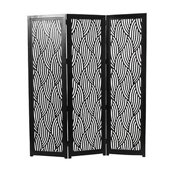 Stella & Eve Black Wooden 3 Panel Partition Room Divider Screen