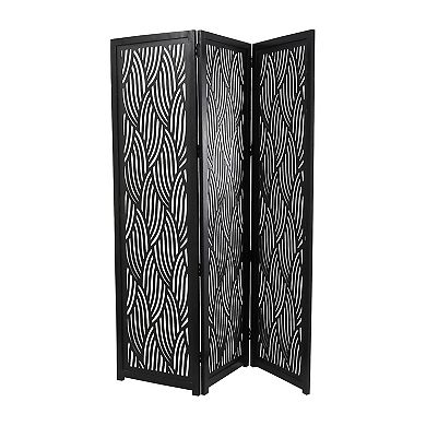 Stella & Eve Black Wooden 3 Panel Partition Room Divider Screen