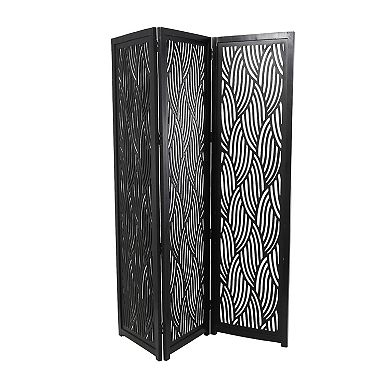Stella & Eve Black Wooden 3 Panel Partition Room Divider Screen