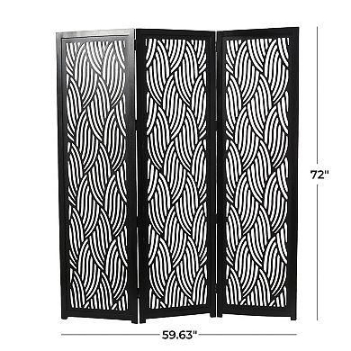 Stella & Eve Black Wooden 3 Panel Partition Room Divider Screen