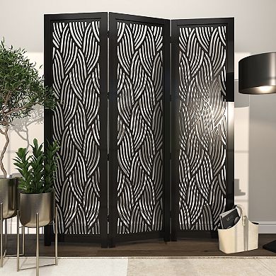 Stella & Eve Black Wooden 3 Panel Partition Room Divider Screen