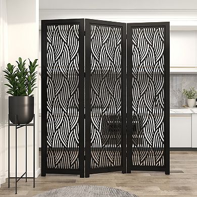 Stella & Eve Black Wooden 3 Panel Partition Room Divider Screen