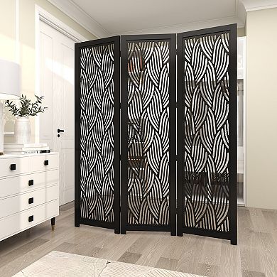 Stella & Eve Black Wooden 3 Panel Partition Room Divider Screen