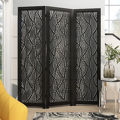 Stella & Eve Black Wooden 3 Panel Partition Room Divider Screen