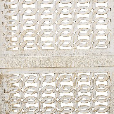 Stella & Eve Cream Wooden Geometric Handmade Large Freestanding Adjustable Partition Room Divider Screen