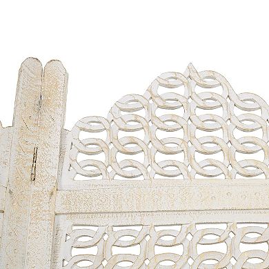 Stella & Eve Cream Wooden Geometric Handmade Large Freestanding Adjustable Partition Room Divider Screen