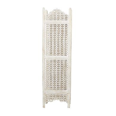 Stella & Eve Cream Wooden Geometric Handmade Large Freestanding Adjustable Partition Room Divider Screen