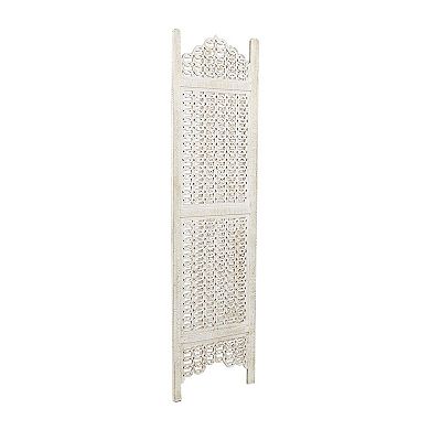 Stella & Eve Cream Wooden Geometric Handmade Large Freestanding Adjustable Partition Room Divider Screen