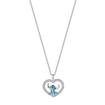 Disney's Lilo & Stitch Silver Plated Crystal Heart Pendant Necklace