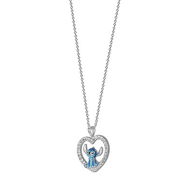 Disney's Lilo & Stitch Silver Plated Crystal Heart Pendant Necklace