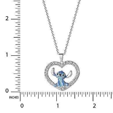 Disney's Lilo & Stitch Silver Plated Crystal Heart Pendant Necklace